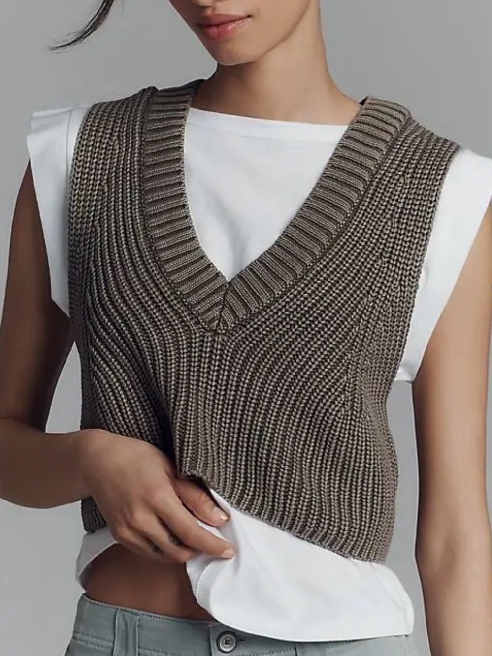 NWT Anthropologie Pilcro Twofer Sweater Vest Top Moss Green Size Small $118